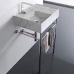 Scarabeo 5114-F-CON Marble Design Ceramic Console Sink and Polished Chrome Stand